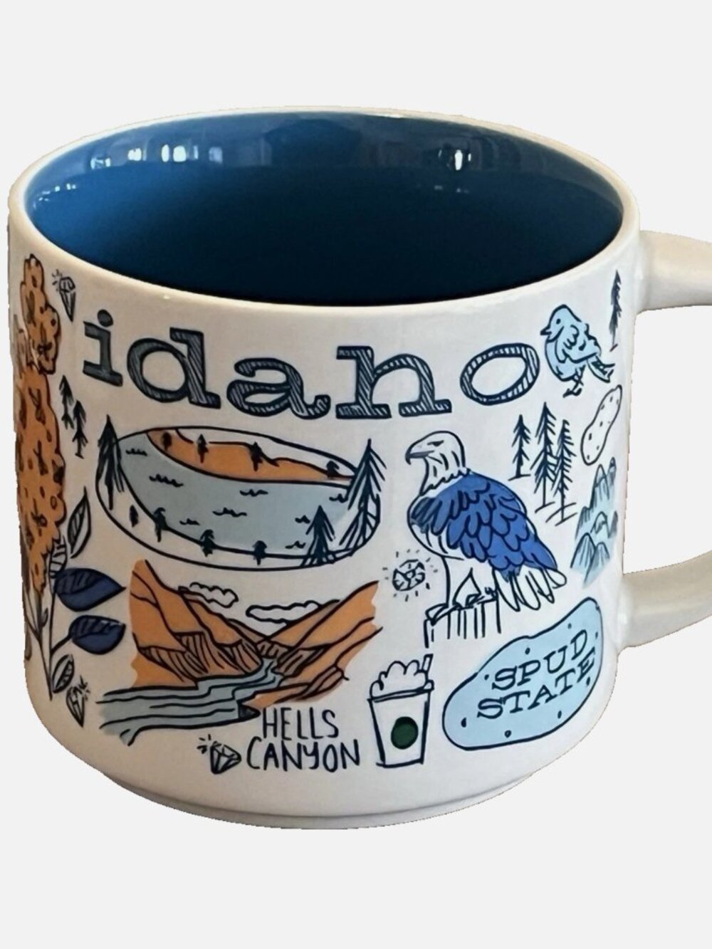 New Collectible Starbucks Idaho Coffee Mug Spud State White Orange Blue